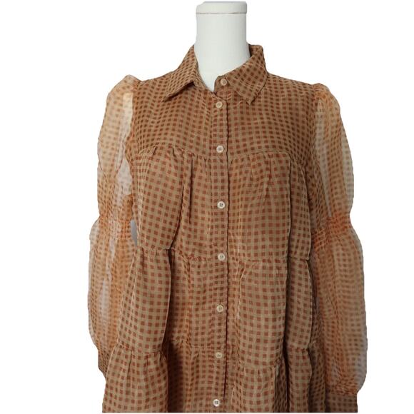 En Saison Gingham Organza Tiered Mini Dress Size M - Picture 4 of 14